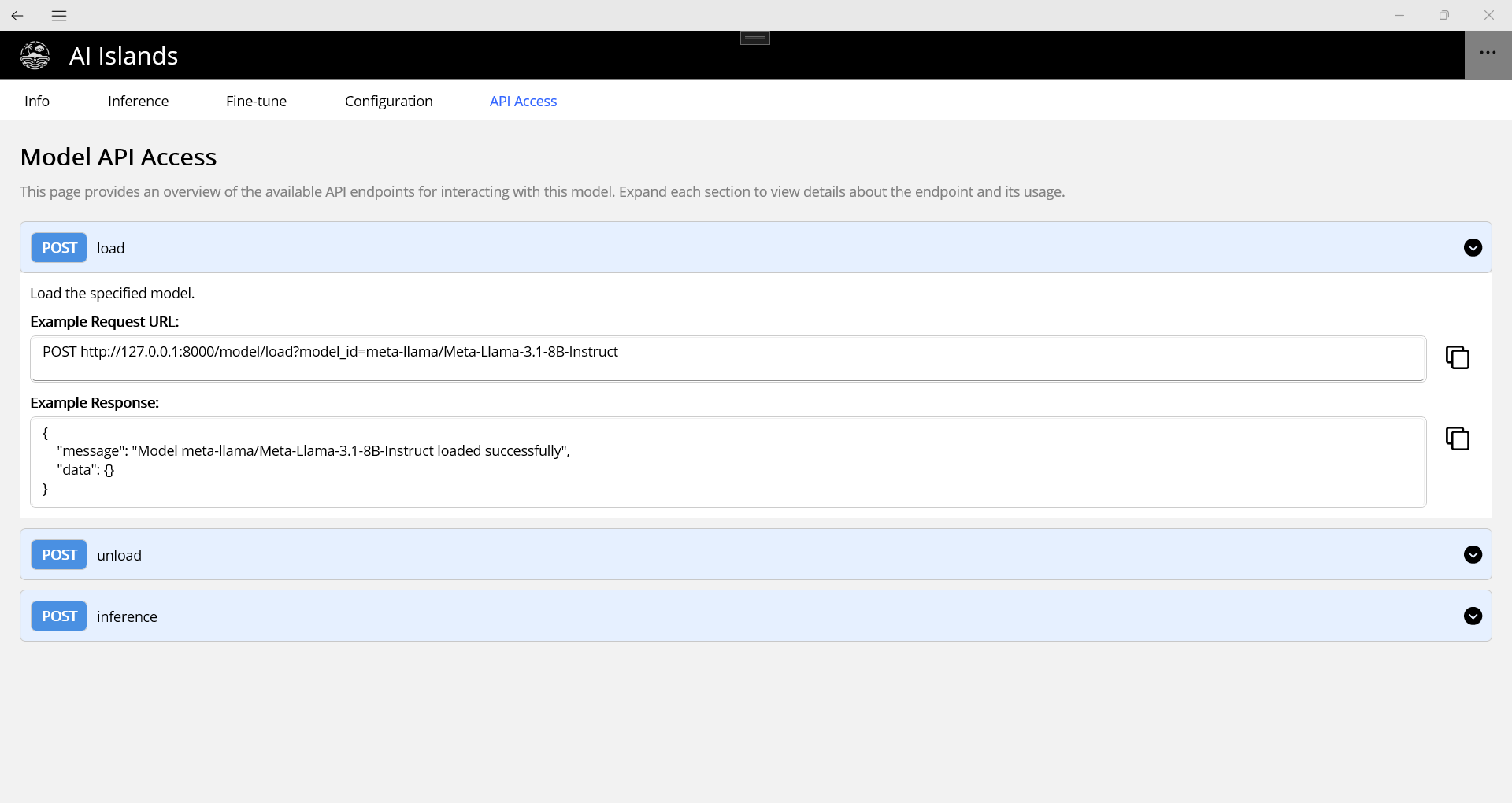 API access interface